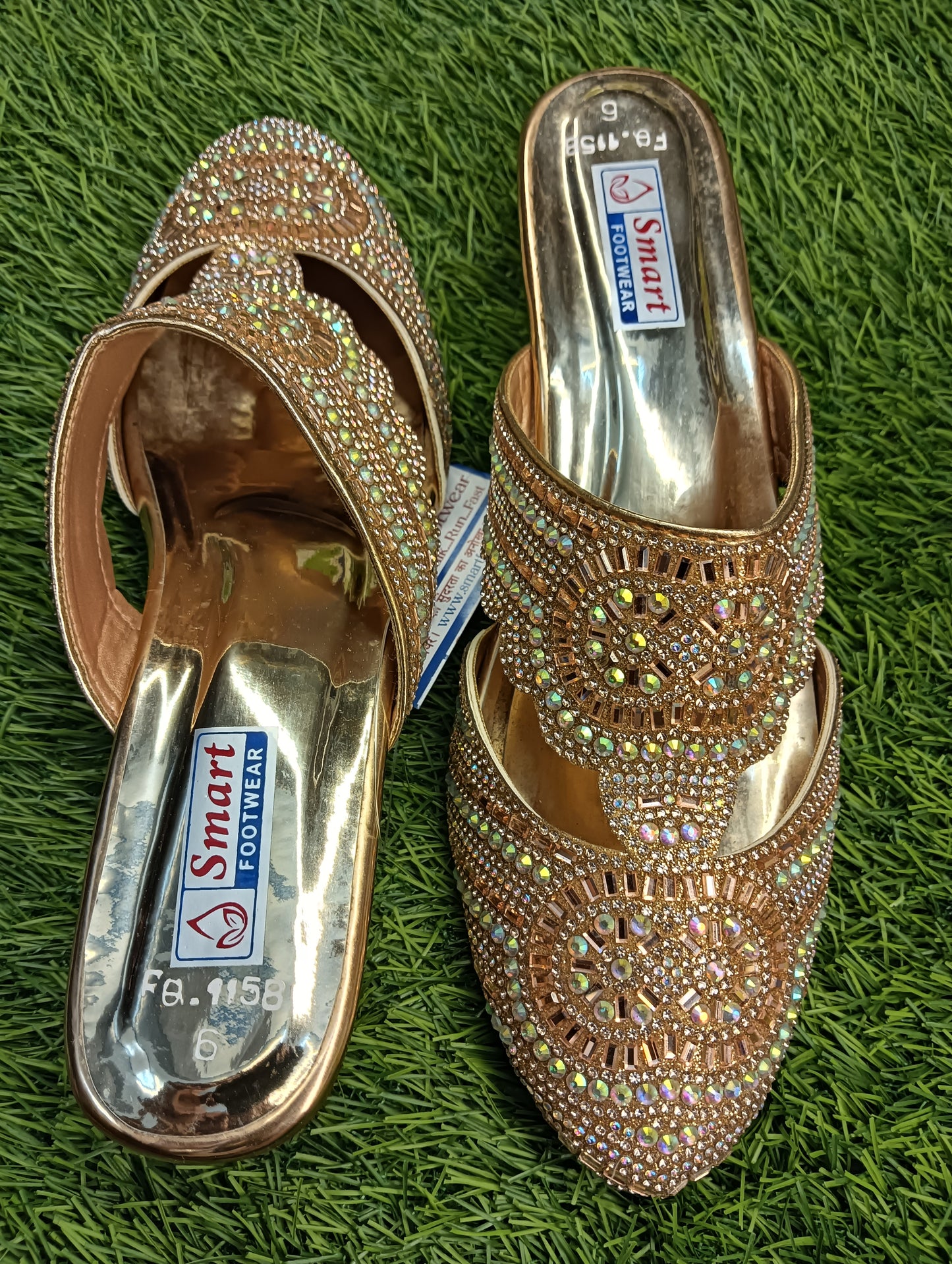 RQ.1158 Half kolapuri Dhulan Bridal Jutti & Party Wear (Warranty For sole, Heel , Tapi And Pasting up to 90 days ) From Date of Purchaase.