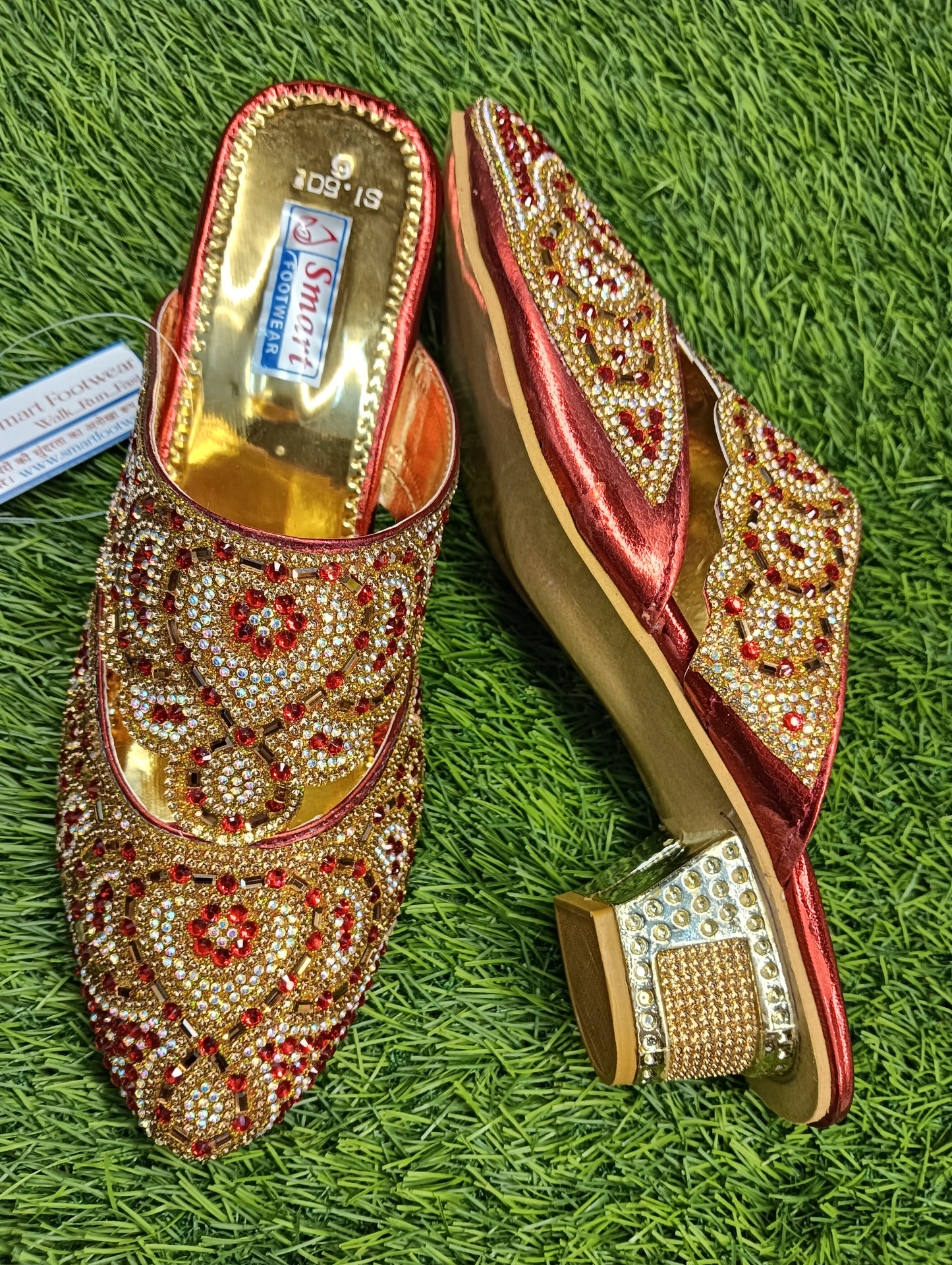 Half kolapuri Dhulan jutti & party wear ladies fancy sandal (Warranty For sole, Heel , Tapi And Pasting up to 90 days ) From Date of Purchaase.