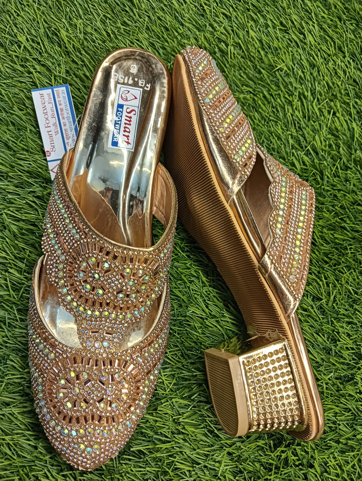 RQ.1158 Half kolapuri Dhulan Bridal Jutti & Party Wear (Warranty For sole, Heel , Tapi And Pasting up to 90 days ) From Date of Purchaase.
