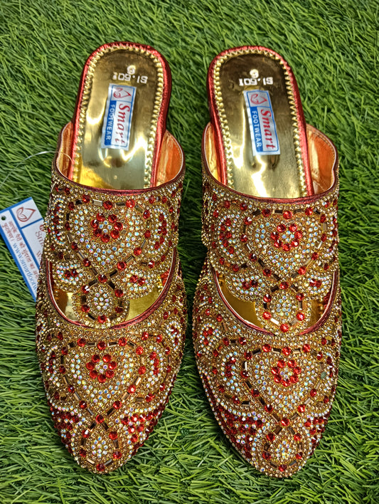 Half kolapuri Dhulan jutti & party wear ladies fancy sandal  (Warranty For sole, Heel , Tapi And Pasting up to 90 days ) From Date of Purchaase.