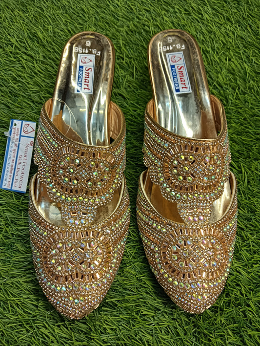 RQ.1158 Half kolapuri Dhulan Bridal Jutti & Party Wear (Warranty For sole, Heel , Tapi And Pasting up to 90 days ) From Date of Purchaase.