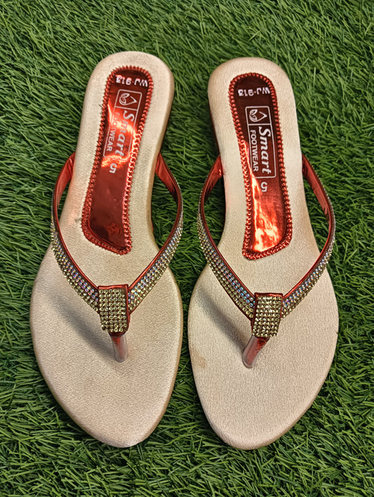 Flat party wear women fancy sandals (Warranty For sole, Heel , Tapi And Pasting up to 90 days ) From Date of Purchaase.
