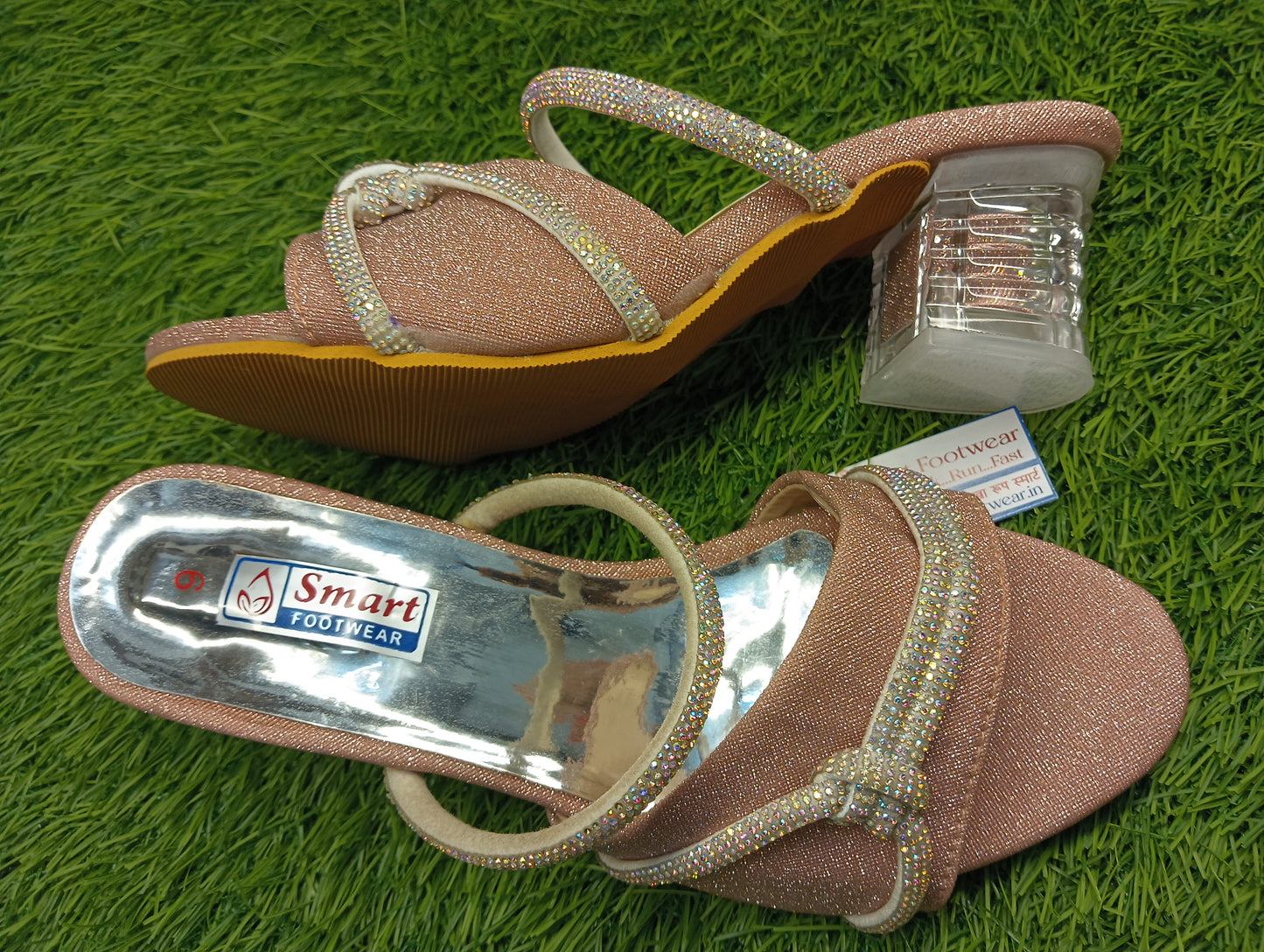 Glass-2 Women Party wear Glass Hill Sandal, (Warranty For sole, Heel , Tapi And Pasting up to 90 days ) From Date of Purchaase.