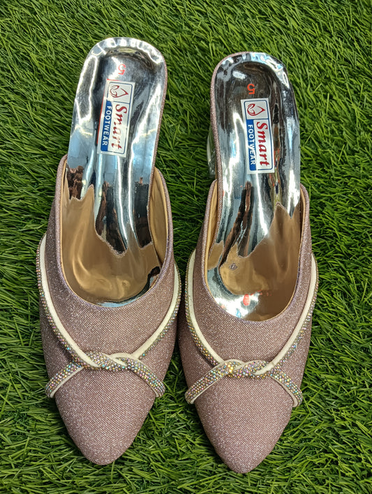 Glass hill fancy party wear women Half Jutti 002 (Warranty For sole, Heel , Tapi And Pasting up to 90 days ) From Date of Purchaase.